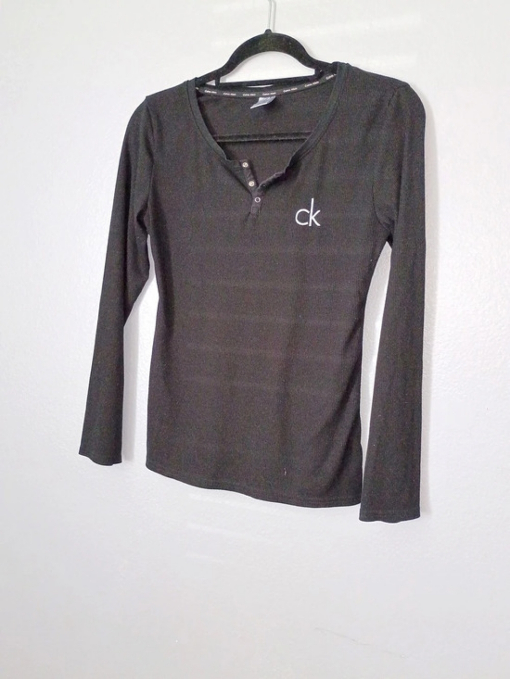 Calvin Klein Monologo Rib Henley T-Shirt Black